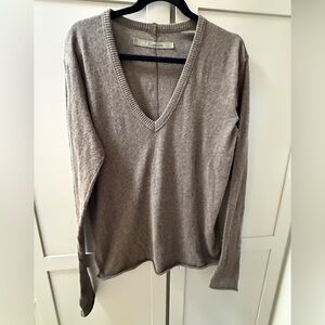 Enza Costa Terracotta Long Sleeve Ribbed V-Neck Top